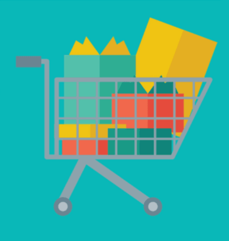 Shopping Cart Image With Teal Background